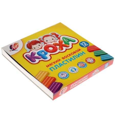 Soft plasticine (wax), 12 colors, 180 g, "crumb", with a stack-6
