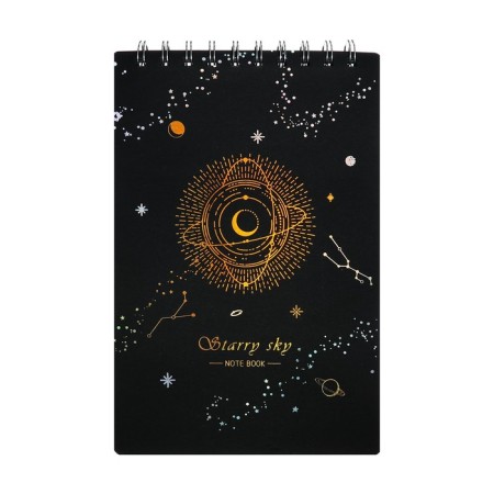 A5 sketchbook, 30 black sheets on the crest, "cosmos", solid substrate, density 110 gr., Mix-1