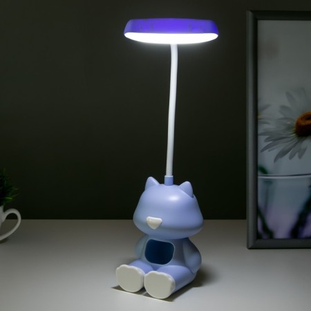 Table lamp "Kitten" Led 2 W USB AKB Blue 8x8.5x28 cm Risalux-4