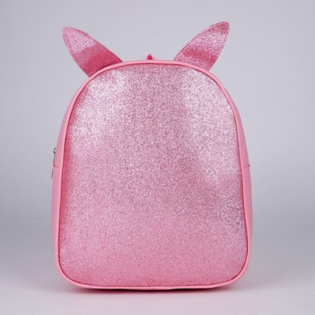 Baby backpack for girls with sparkles "Bunny", Removable elements, 27x23x10 cm-1