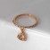 Ring "keychain" heart, white color in gold, size 17