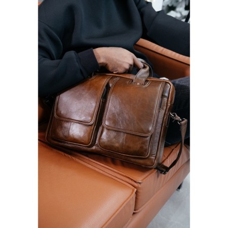 Male portfolio, genuine leather de-gosa brown, 42x9x32 cm-6