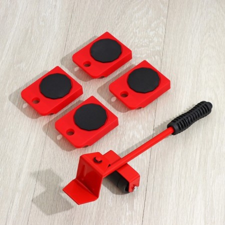 Set for moving furniture: jack, platforms on wheels, color mix-15