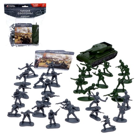 Game set with cards "Defense Line", 30 soldiers and 1 tank