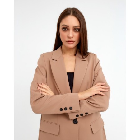 Jacket female single -breasted mist size 48, beige color-6