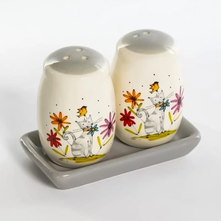 Elrington spices "Gray Cat", 2 section, with spoons and lids, 250 ml-1