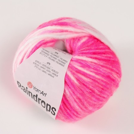 Rindrops yarn 18% wool, 35% polyamide, 47% acrylic 115m/50g (2915 bright pink melange)-1