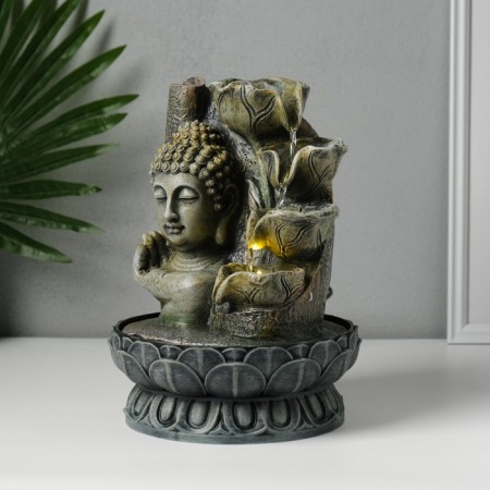 The desktop fountain from the network, backlight "Buddha in the palm" gray 20.5x20.5x27 cm-2