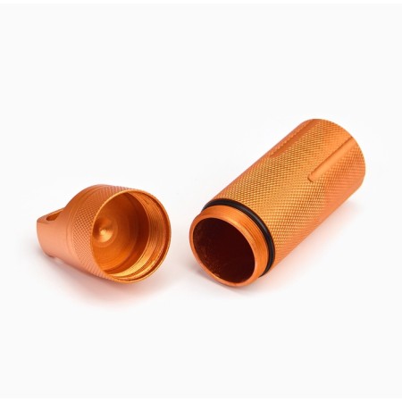 A waterproof keychain-container for small things, orange, 11 cm-3