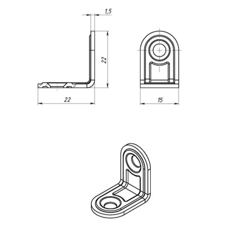 MK-1 bracket, 22 x 22 mm, zinc coating-3