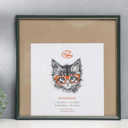 Photo frame plastic 40x40 cm, green with gold (plastic screen)