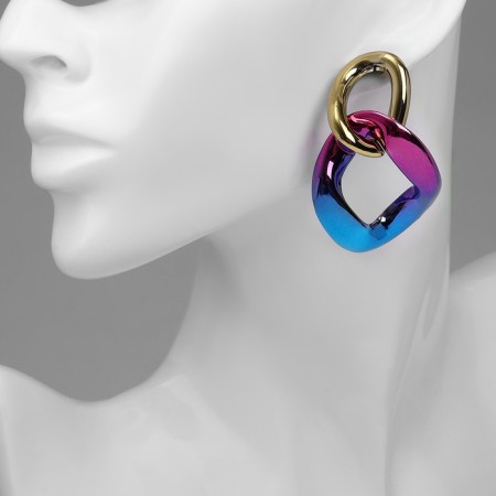 Earrings Metal "Chain" magic, colored in gold