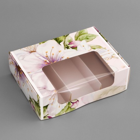 The box is folding, under 3 eclairs, confectionery packaging "Flower", 20 x 15 x 6 cm-2