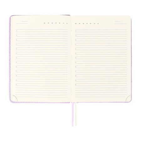The diary is low, A5, 136 sheets, leatherette, Devente. Tailor, a solid cover with foam rubber, knife, perforation, liesse, block 70%, lilac-11
