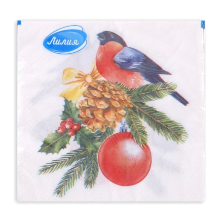 New Year's napkins Paper Lilia "Bullfinch", 2 layers, 33x33 cm, 20 pcs-2