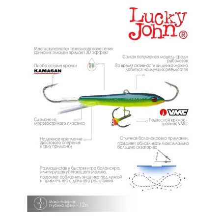 Balancir Lucky John Classic 7 + tee, 7 cm, color 29 blister-5