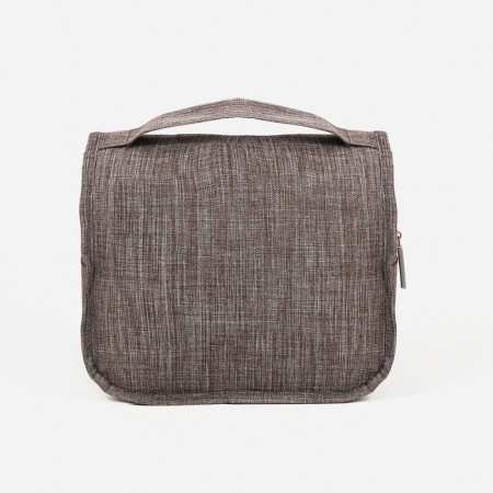 Velcro cosmetic bag, with hook, brown color-1