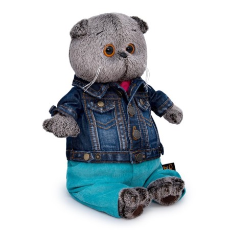 Soft toy "Basik in a jeans jacket and turquoise pants", 25 cm-5