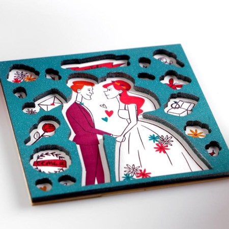 Wooden Postcard "Love" newlyweds-1