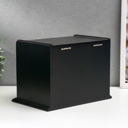 Casket wood "chest of drawers with 2 boxes" black 21.5x14.5x16 cm-2