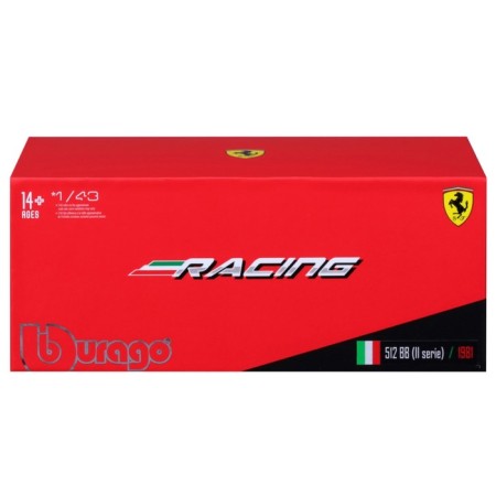 Racing machine BBURAGO Ferrari 512 BB II Serie 1981, Die-Cast, 1:43, Red color-11