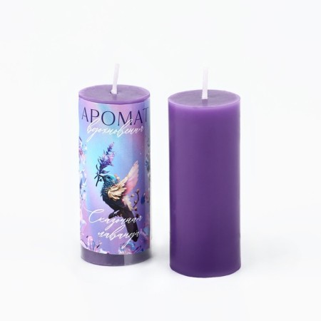 Aromatic candle column "aroma of inspiration", lavender, 3 x 7.5 cm.-2