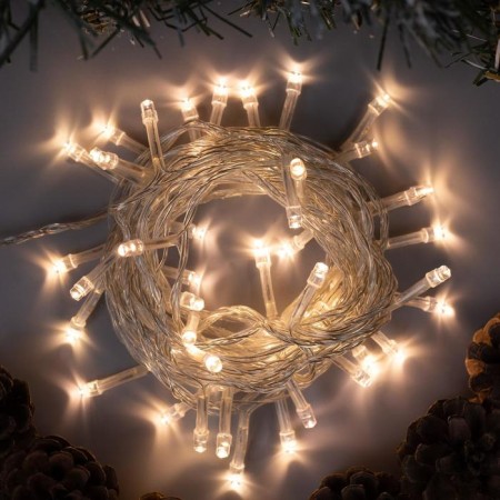Garland “thread” 5 m, IP20, transparent thread, 50 LED, glow warm white, 8 modes, 220 V