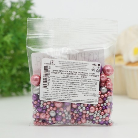 Confectionery Sprinking "Shine": pink, silver, purple, 50 g-3