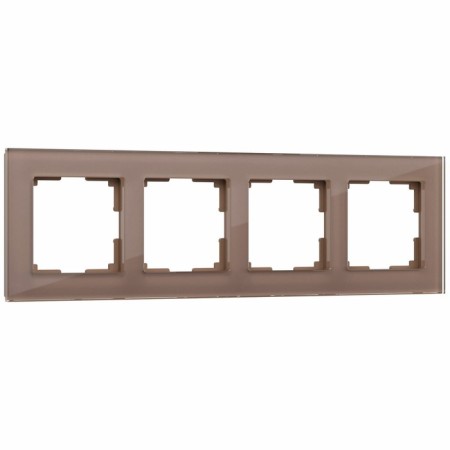 Frame W0041142, 4 Favorit sockets, latte, glass