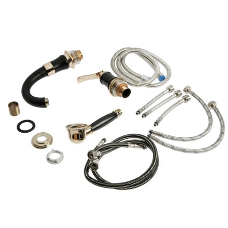 Mixer aboard the Zein NB-7 bath, for four holes, a set, retro, black/gold-10