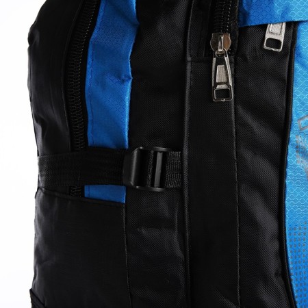 A backpack on a zipper with an increase, 55l, 5 external pockets, blue color-6