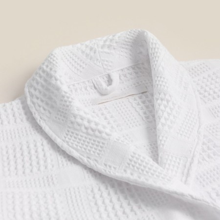Wafel dressing gown men SL Home: Chess "Blanc de Blanc", size M, 100% cotton, 340 g/m2-9