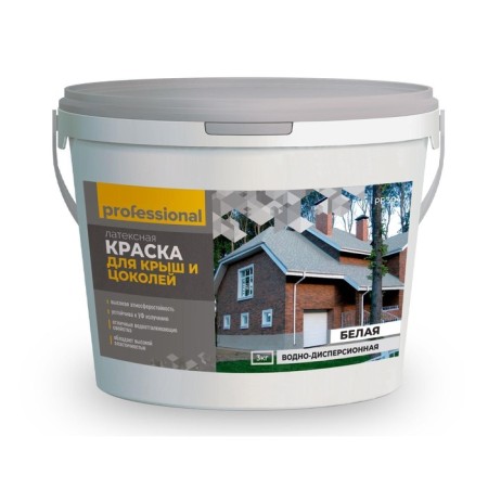 Paint for roofs and basements, 3 kg, white color