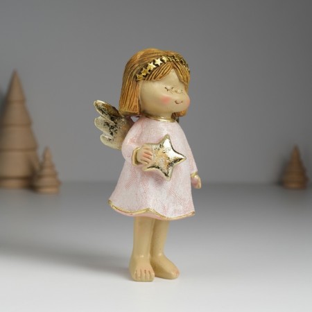 Polystone souvenir "Angel in a pink shirt with an asterisk" 6.5x5x13.5 cm-2