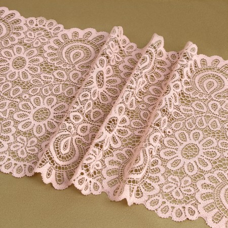 Lace elastic fabric, 190 mm × 2.7 ± 0.5 m, pink-beige color-2
