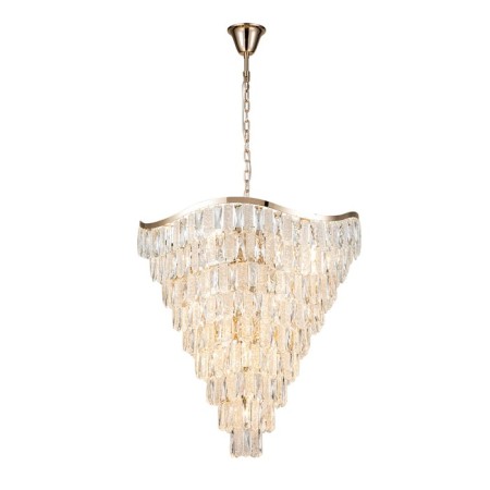 Suspended Indigo, 12030/13p Gold. 13x40W, E14, 800x800x960/2120 mm, transparent color