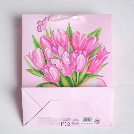 Package Gift Laminated Vertical, packaging, “Tulips March 8”, MS 18 x 23 x 10 cm-5