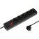 Luazon Lighting network filter, 5 outlets, 3 m, 3500 W, 3x1 mm2, 16 A, 220 V, with a fuse, black