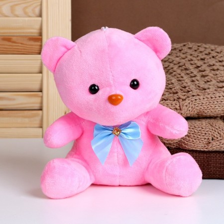 Soft toy "Bear" with a bow, 20 cm, pink color