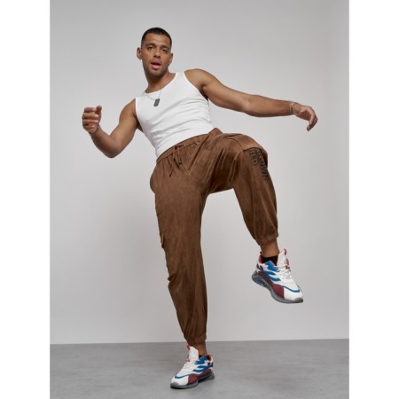 Joggers are sports male, size 50, brown color