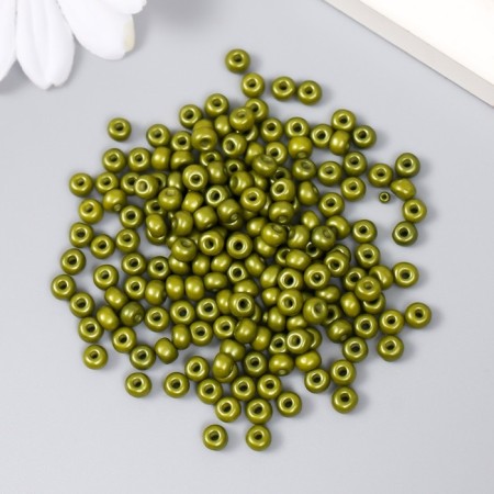 Glass beads 6/0 "dark olive" 15 grams-1