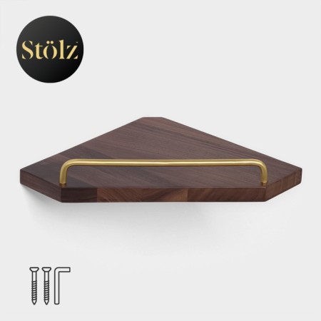 Shelf wall stalls Stölz Hölzern Premiere, walnut tree, aluminum