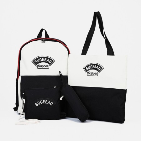 A backpack with a zipper, an outer pocket, a set of a chover, bag, black color-2