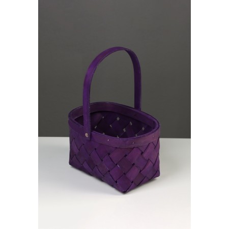 Wicker basket 23 x 18 x 12 cm, handle h = 13 cm, purple-2