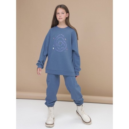 Sweatshirt for girls, height 122 cm, dark gray color-4