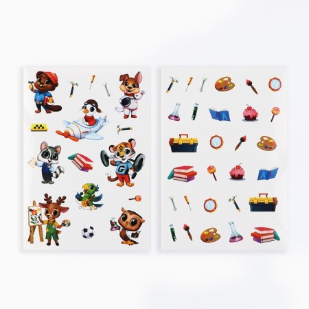A set of stickers with the coloring "Beasts by professions", 45 pcs, 14.5 x 21 cm-1