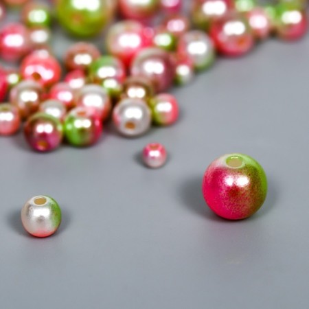 Beads for creativity plastic "Round. Gradient. Mermaid Pink and Green" d = 3-8mm, nr 10 g 74595-1