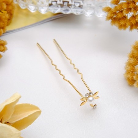Hair Silent "Dragonfly" with a pearl, 6.5 cm