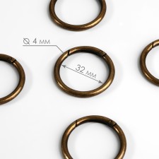 Karabin ring, d = 32/40 mm, thickness - 4 mm, 5 pcs, bronze color