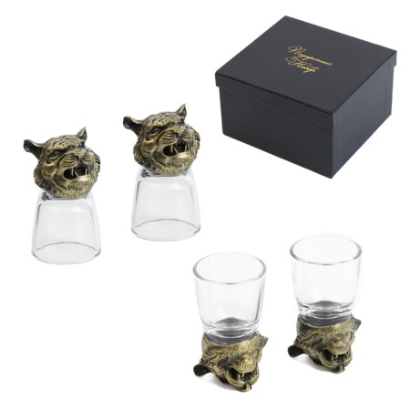 Gift set of glasses-crosses 3 in 1 "Tiger", 2 people, glass 50 ml, card-2